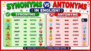 Thumbnail: SYNONYMS vs ANTONYMS ✅ | All you need to know! | Meanings, sentences & full list of 300+ examples