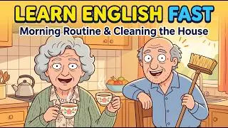 Thumbnail: Learn English FAST 🧹 | Grandpa & Grandma Clean the House Together 🏡