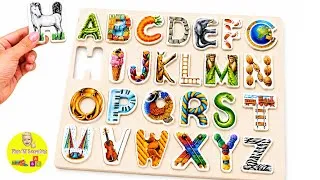 Thumbnail: Learn ABC Letters & Animals with Wooden Puzzle | Alphabet, Matching, Preschool Learning for Toddlers