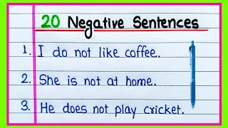 Thumbnail: 20 Negative Sentences | Write 20 Negative Sentences | Negative Sentences in English