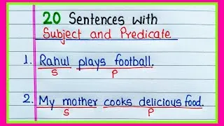 Thumbnail: 20 Sentences with Subject and Predicate | 20 Subject and Predicate Sentences | Subject and Predicate
