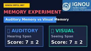 Thumbnail: Memory Experiment IGNOU MPCL 007 | Auditory vs Visual Memory Span Practical Guide