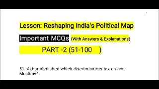 Thumbnail: Last Minute Revision | Reshaping India's Political Map MCQs Part 2 | Class 8 History
