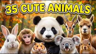 Thumbnail: 35 Cute Animals Sounds and Names | Learn All the Cute and Funny Animals Rabbit ,Panda , Monkey
