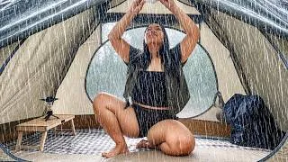 Thumbnail: SOLO CAMPING IN HEAVY RAIN ☔| | Cozy Tent & Relaxing RainSounds ASMR