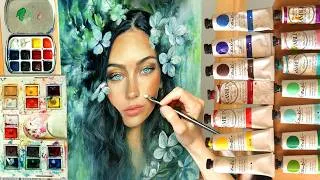 Thumbnail: My favorite mixed media technique 🎨 ❤️ How I use watercolor + oil paint TOGETHER!