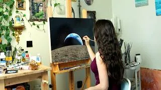 Thumbnail: I painted the Artemis 2 earthset from the moon | Oil Painting Time Lapse