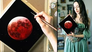 Thumbnail: My Blood Moon Artwork🩸Oil Painting Time Lapse