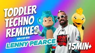 Thumbnail: 🕺 NONSTOP Toddler Techno Mix Vol. 2! 🎧 Kids Dance Party (Bubbles 🦆 + Kuma 🐵)