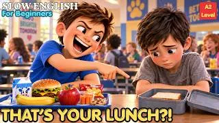 Thumbnail: Leo Laughs at His Classmate’s Poor Lunch! Easy English Listening Story | Slow English Story A2