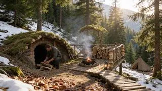 Thumbnail: I Spent 14 Days Building a Bushcraft Camp to Survive the Cold Winter | Full Build