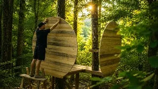Thumbnail: Building a Barrel Cabin from Abandoned Pallets in the Forest | Full Process