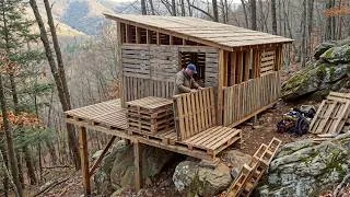 Thumbnail: Man Builds a House from Abandoned Pallets in the Middle of the Forest | Start to Finish