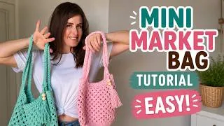 Thumbnail: Easy Crochet Mini Market Bag Tutorial for Beginners | Free Crochet Pattern