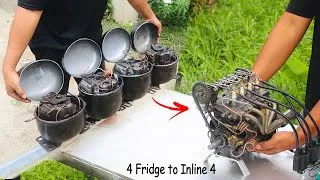 Thumbnail: I Turned 4 Fridge Compressors Into an Inline-4 Engine | Designed in Shapr3D