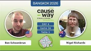 Thumbnail: Scrabble's Causeway Challenge | Ben Schoenbrun vs Nigel Rishards | Day 4 Table 3 Game 36