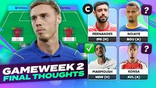 Thumbnail: FPL Gameweek 2 Final Thoughts 🔥 Ndiaye to Man City 😬 Benching Headaches 🤕