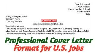 Thumbnail: Professional Cover Letter Format for U.S. Jobs  | USA Job Application Free Template and Sample