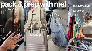 Thumbnail: PACK AND PREP with me for VACATION! ✈️☁️ beauty prep, thrift haul, nails, packing a carry-on & more!