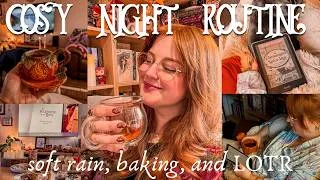 Thumbnail: The Cosiest Night Routine 🍂☕ | Rain, Baking, Books & Autumn Vibes