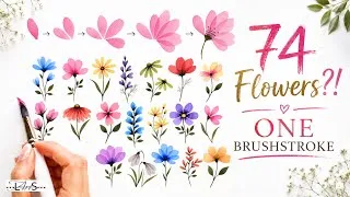 Thumbnail: I Painted 74 Watercolor Flowers with ONE Brushstroke... Could It Make 100?! Flunbrato