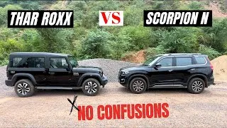 Thumbnail: Thar Roxx Vs Scorpio N side by side detailed comparison🔰❤ आज के बाद कोई उलझन नहीं👉