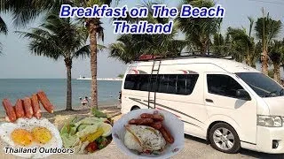 Thumbnail: I spent a Very Relaxing Night on The Beach, Breakfast in The Morning Was Amazing, Vanlife Thailand.