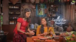 Thumbnail: Simple Village Breakfast 🌿 | Nami Makes Delicious Mushroom Korma & Traditional Kerala Noolappam.