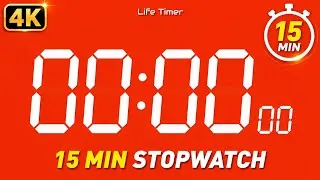 Thumbnail: 15 Minute Stopwatch Timer ⏱️ |  Countup with Ticking Sound | 4K #stopwatch #timer 