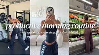 Thumbnail: PRODUCTIVE MORNING ROUTINE: mic'd up workout, grocery shopping, Q+A chit-chat