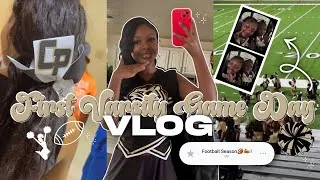 Thumbnail: FIRST VARSITY GAME DAY VLOG + GRWM | cheer, fb szn, etc.