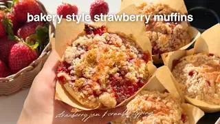 Thumbnail: Bakery Style Strawberry Muffins 🍓 Bake With Me