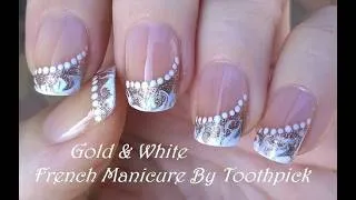 Thumbnail: Gold Glitter French Nails | Elegant Nail Art Using Toothpick | Easy Manicure At Home