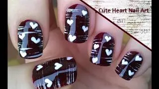 Thumbnail: Burgundy Nails With Heart Nail Art | Pretty Dark Red Nails Idea | Easy DIY Manicure