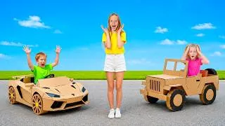 Thumbnail: Nastya and Friends Make Fun Cardboard Cars