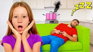 Thumbnail: Nastya and her friend picnic while dad sleeps