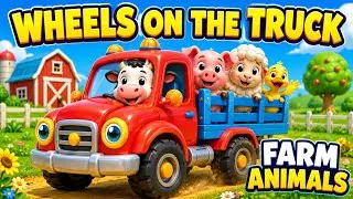 Thumbnail: Wheels on the Truck Farm Animals Song | Wheels on the Bus Animal Sounds for Kids
