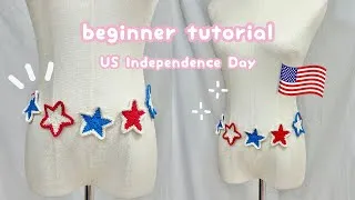 Thumbnail: crochet star waist belt tutorial🇺🇸4th July fireworks crochet accessory for begginer | US crochet
