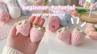 Thumbnail: crochet easy strawberry tutorial🧸🍓how to crochet strawberry for beginner |easy crochet keychain idea