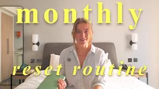 Thumbnail: how I reset every month | journal, budget, declutter & plan ahead