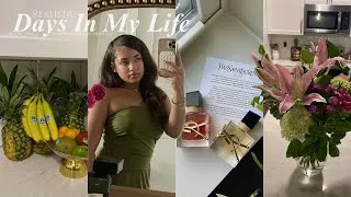 Thumbnail: VLOG : Realistic Days In My Life | Gymshark haul, Grocery run, Flower arrangements, PR unboxing, etc