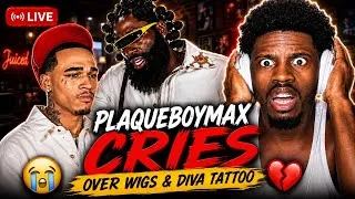 Thumbnail: Plaqueboymax CRIES After James Harden “OJ” Calls Out His WIGS & DIVA Tattoo 😳 | Live Reaction
