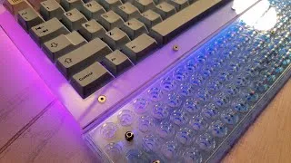 Thumbnail: Protozoa Frost Modded Lavenders Switches & Stabs, sound deadening with frost key cap set