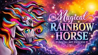 Thumbnail: 🐎 Magical Rainbow Horse 🌈 Fantasy Digital Art Process