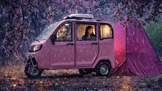 Thumbnail: ☔️🌸I Camped in a Pink Tricycle Van Durning Cherry Blossom Rain (Sakura Season)