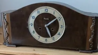 Thumbnail: Ornate German Mauthe mantel clock with pretty sounding bim bam chimes on 3 rods