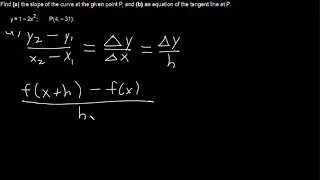 Thumbnail: Calculus Rate of change problem: Slope of the curve at a point; equation of the tangent line