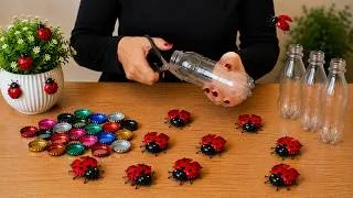 Thumbnail: Turn Waste Bottle Caps Into Beautiful Ladybug Decoration! 🐞 Amazing DIY Idea