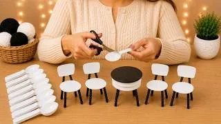 Thumbnail: Turn Waste Disposable Spoons Into Cute Modern Mini Chair Decoration! 🪑 Amazing DIY Idea