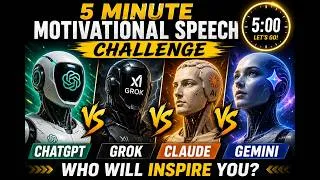 Thumbnail: Motivational speech by AI chatbots Chatgpt vs Gemini vs Claude vs Grok